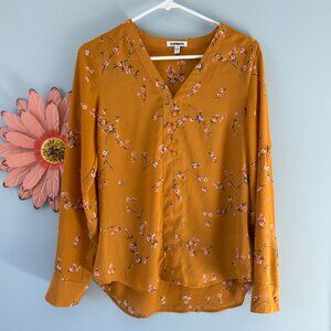 Express Women's Floral Loose V Neck Long Sleeve Blouse Size Small